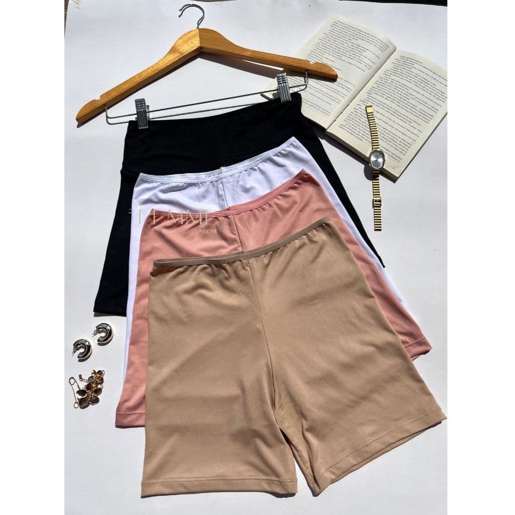 Kit com 4 Short Anágua Meia Perna Liso Segunda Pele Não Marca Moda Intima Lingerie