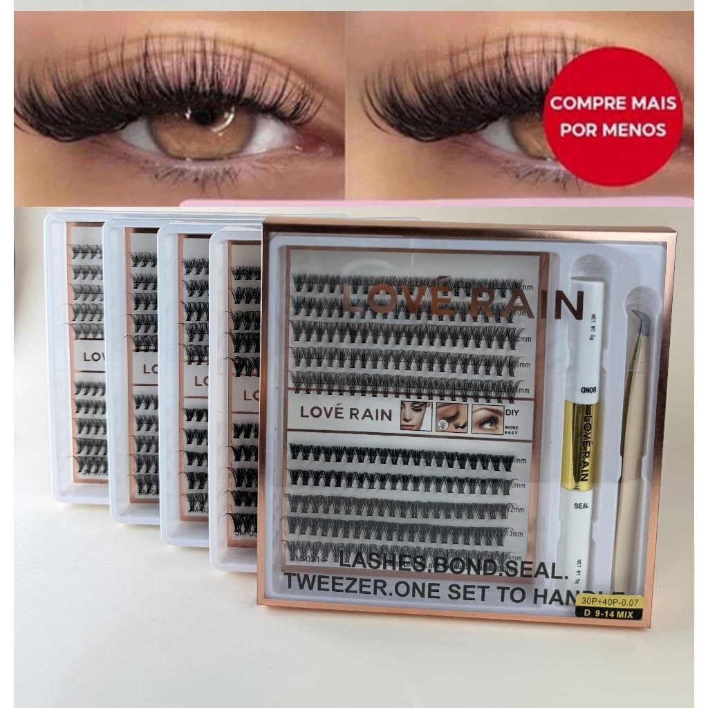 Kit De Pacotes De Cílios Postiços De Vison-200 Clusters De Volume 0.07D Individuais Para Extensões DIY