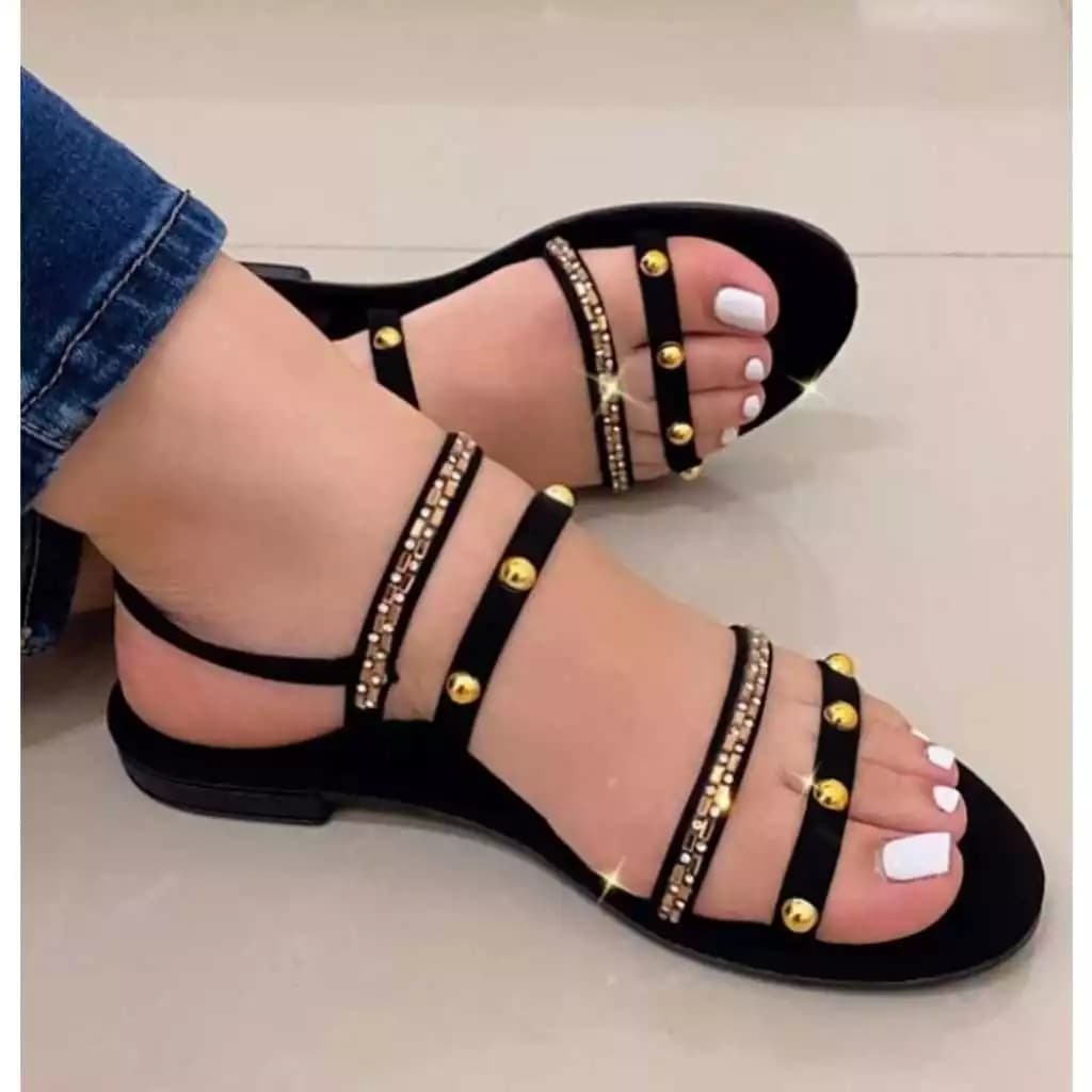 Sandália Rasteirinha Feminina Amarrada Tira no Tornozelo Confortável Verão Praia Dia a Dia