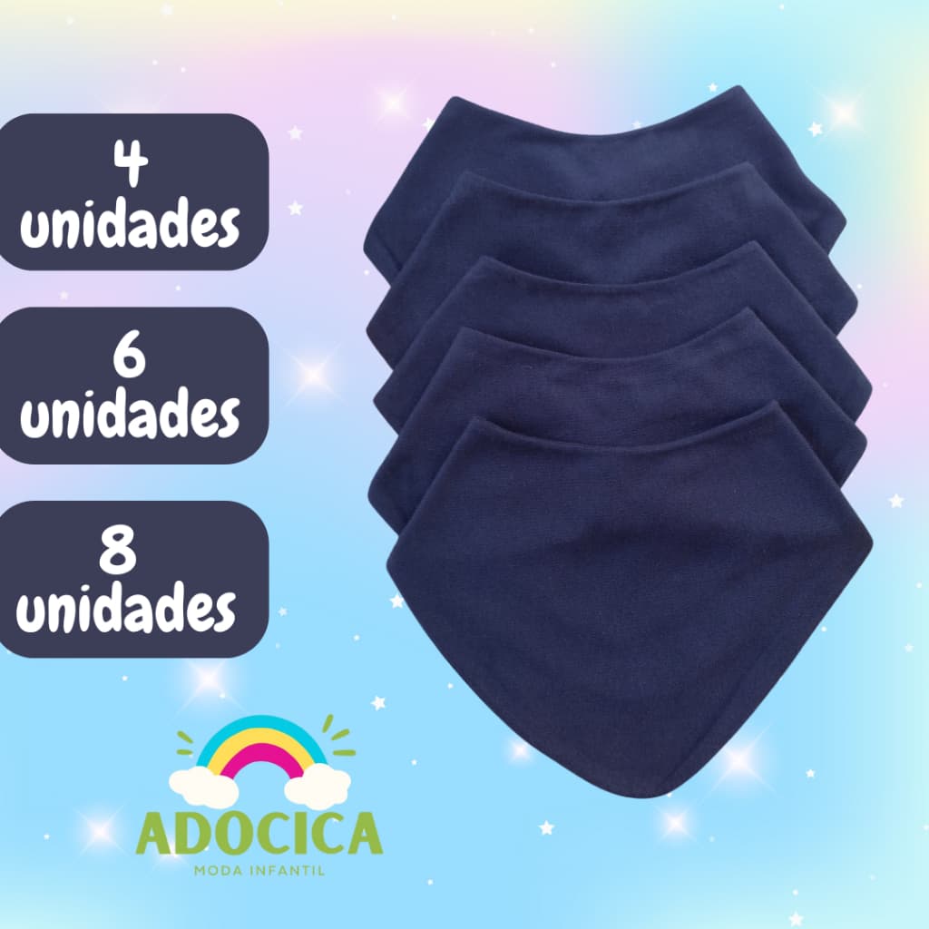 Kit Babador Bandana Infantil Menino Azul Marinho/Azul Escuro