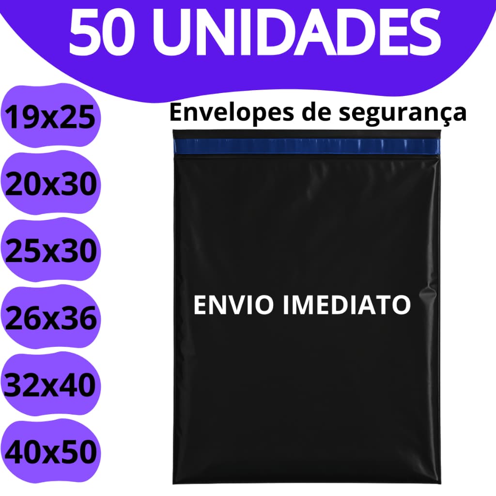 Kit 50 Envelopes Segurança Embalagem De Envio Lacre Inviolavel correio 19x25 20x30 25x30 26x36 32x40 40x50