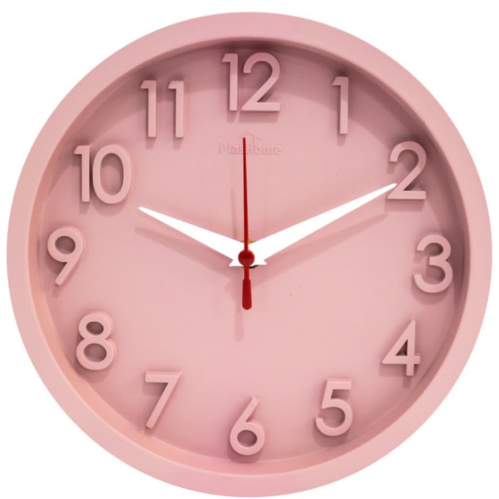 Relógio de Parede 3D Sigma Rosa Plashome Decoração Quarto Infantil Escritório Sala C/ Mecanismo Silencioso