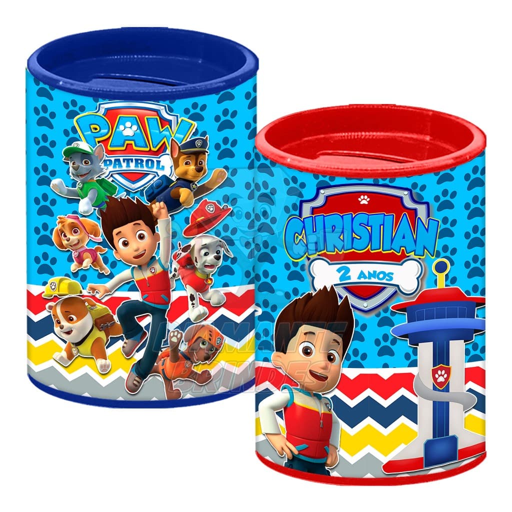 Cofrinho Personalizado Patrulha Canina Lembrancinha Festa Aniversário Festa Infantil Chase Ryder