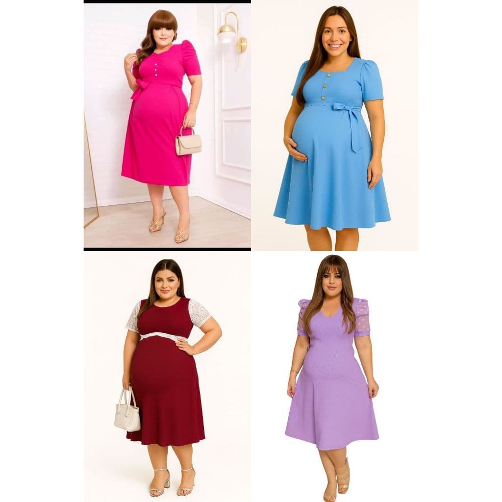 Vestido Gestantes Grávidas Rodado Soltinho e Confortável Moda Evangelica Evasê Godê Midi Roupa para Saída da Maternidade