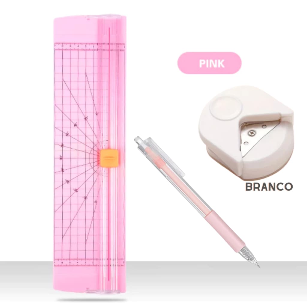 KIT Guilhotina A4 + Mini Arredondador + Caneta Estilete Cortador De Papel Portátil Fácil Manuseio
