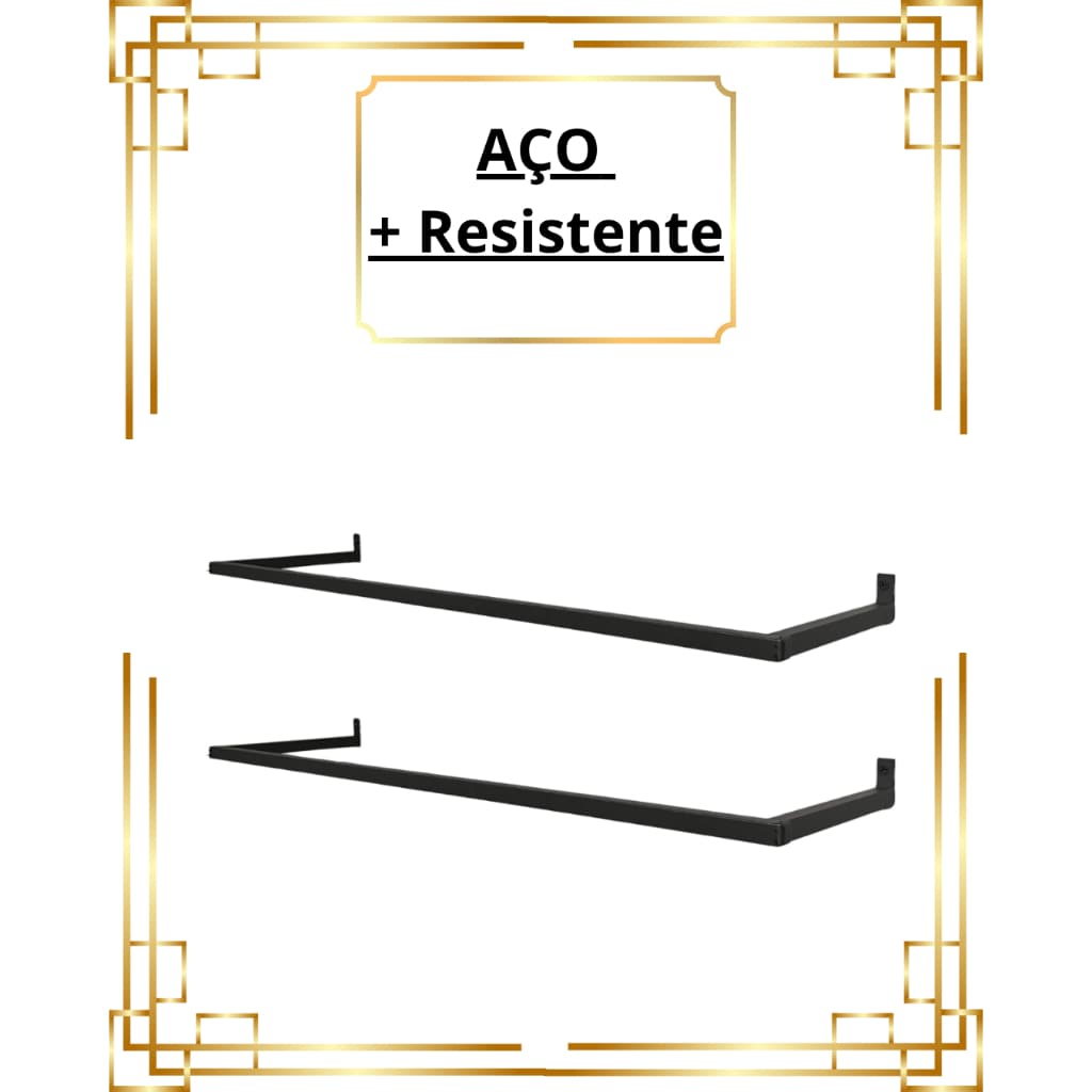 Arara De Parede 1,20m 60cm 80cm 100cm Cabideiro Aço Resistente Organizador de Roupas Loja Closet
