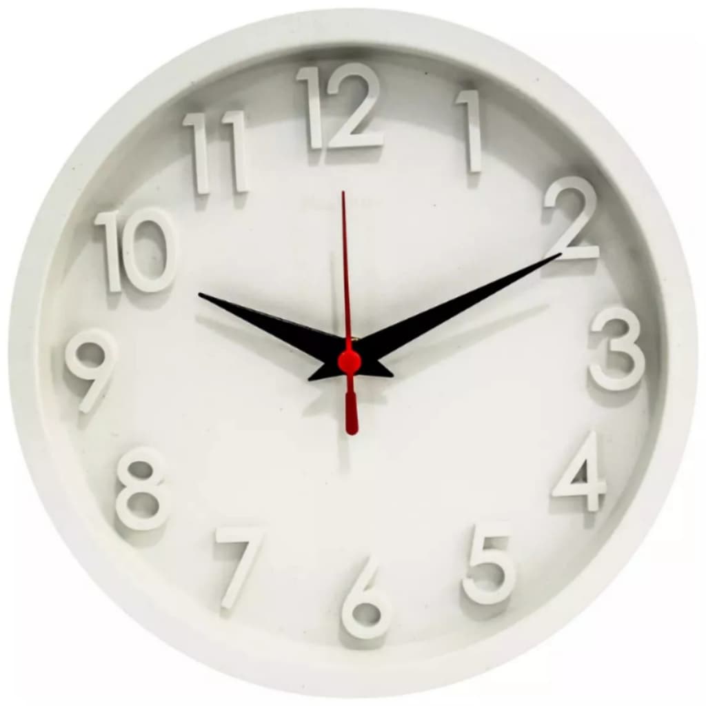Relogio de Parede 3D Sigma Branco Plashome Escritório Cozinha Sala Com Mecanismo Silencioso
