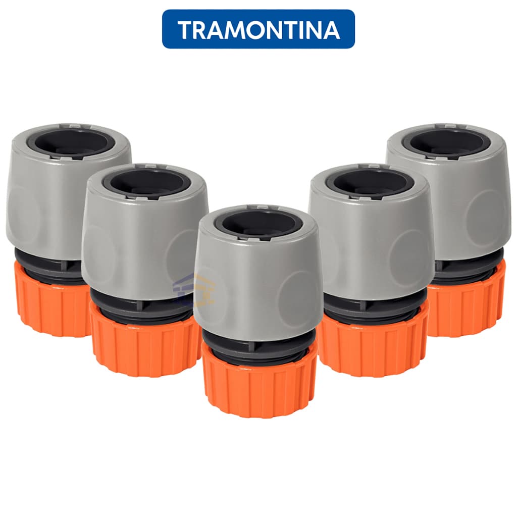 Kit 5 Unidades Engate Rápido para Mangueira 1/2 em Plástico PVC - Tramontina