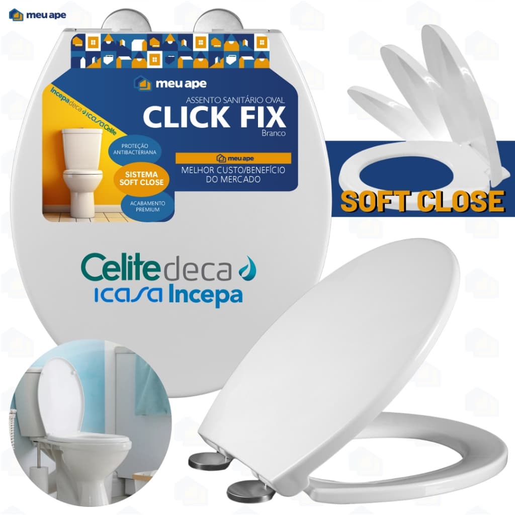 Assento Sanitário Oval Amortecedor Soft Close Deca Celite Icasa Incepa