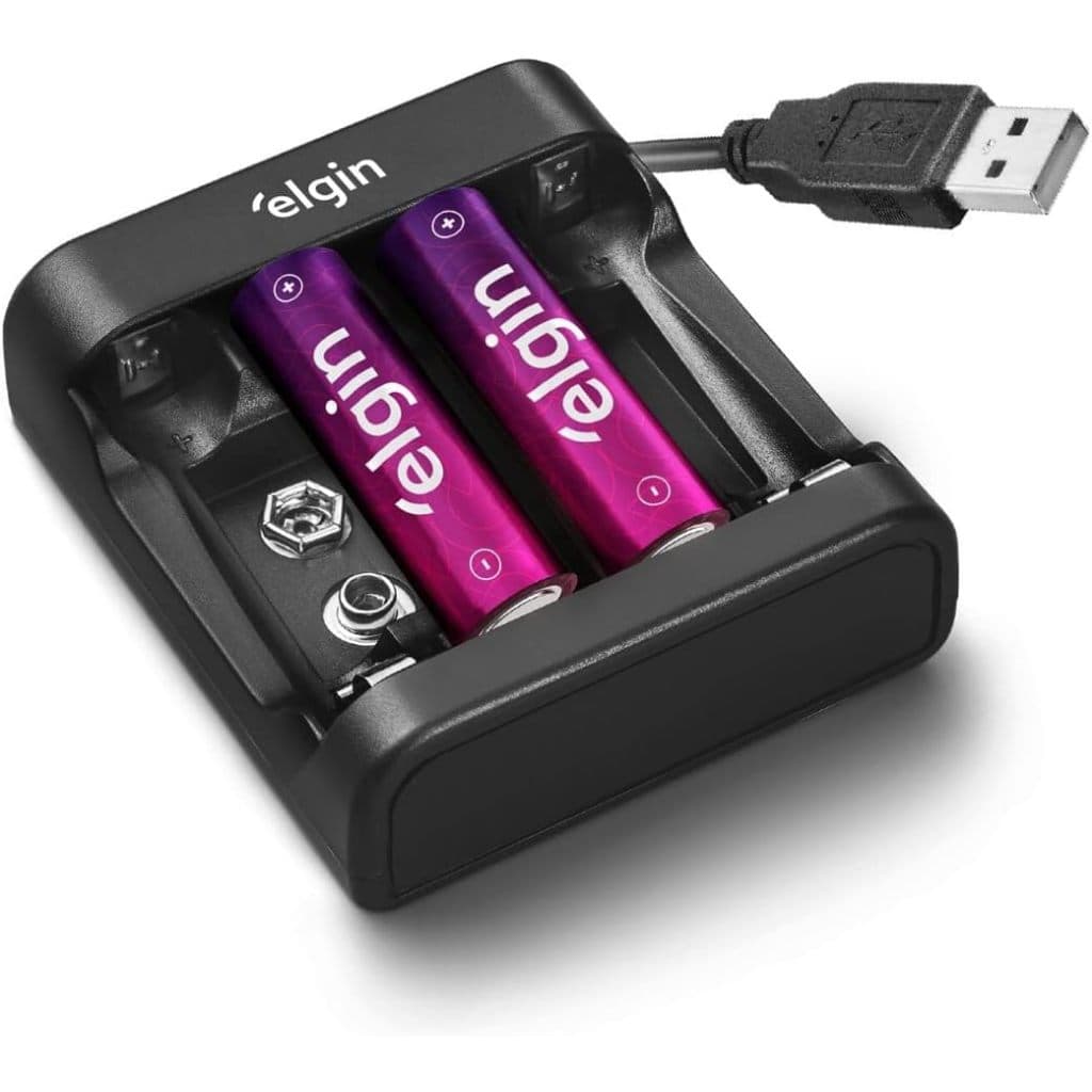 CARREGADOR USB PARA PILHAS AA + 2 PILHAS RECARREGÁVEIS AA 1500mAh | PRÁTICO | ECONÔMICO | PORTÁTIL