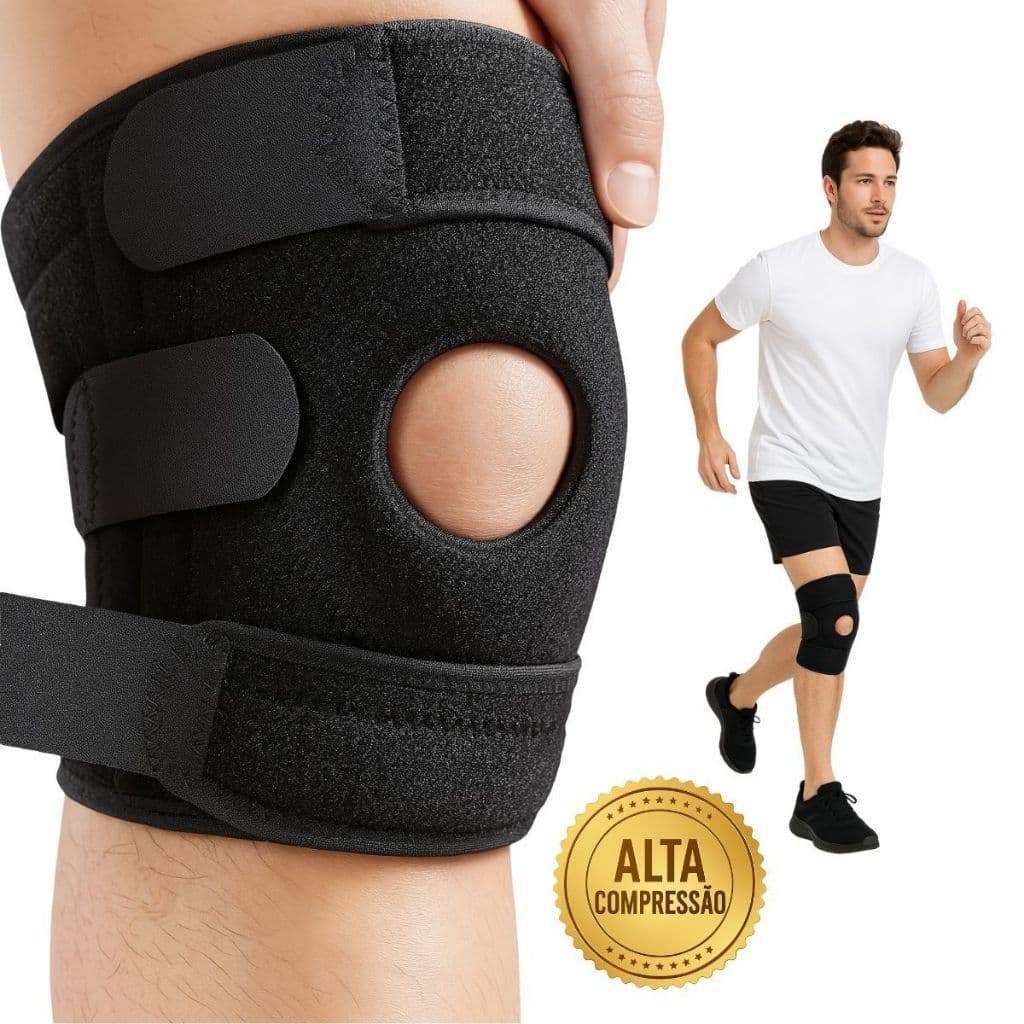 Joelheira Compressão Ortopedica Articulada Apoio Reforçado Ajustável Proteção Joelho