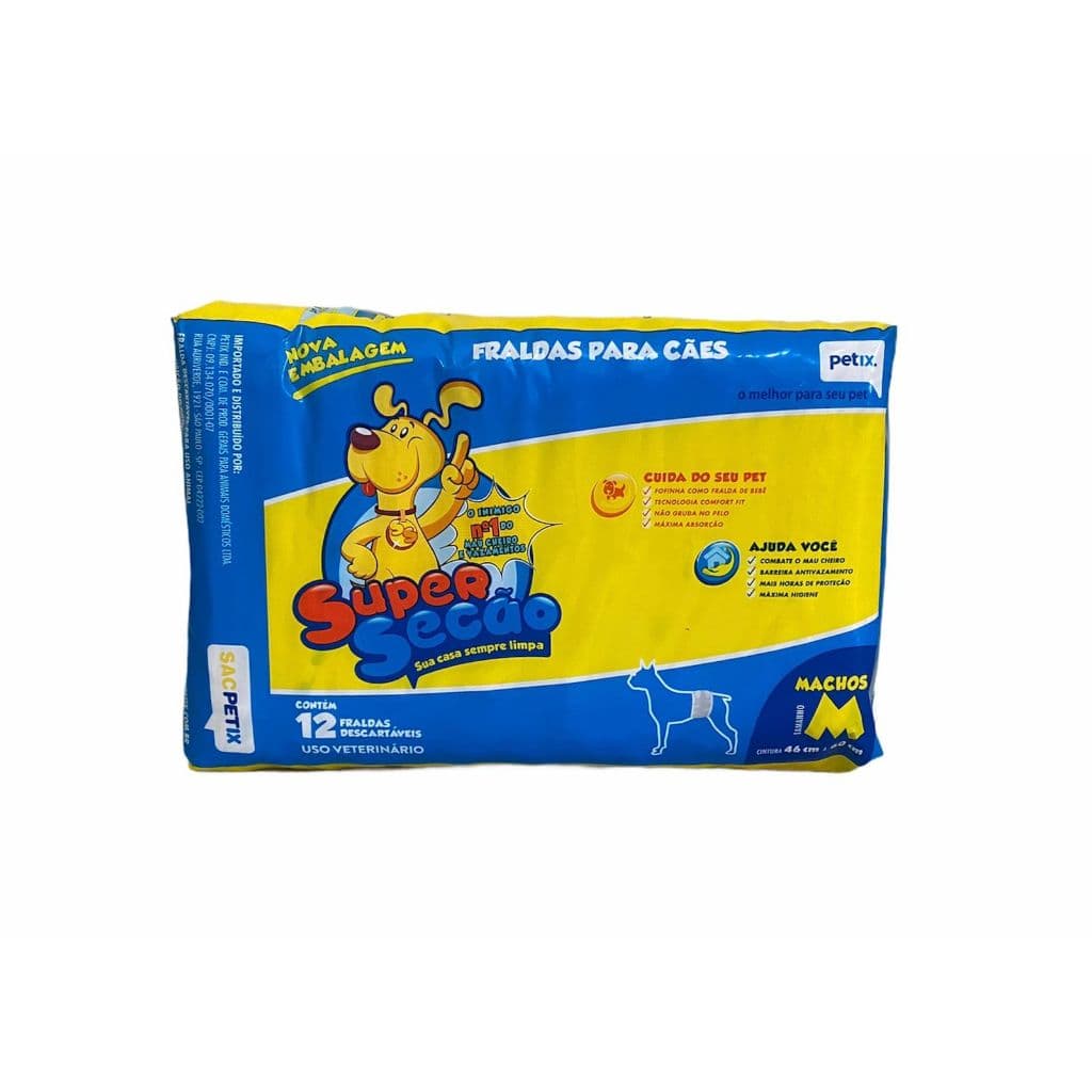 Fralda Super Secão Pet Descartável para Macho M 12 Un Total
