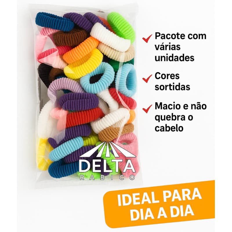 Pacote com 50 Xuxão Grande Colorido / Xuxinha de cabelo / Elastico / Rabico Delta / Pacotão