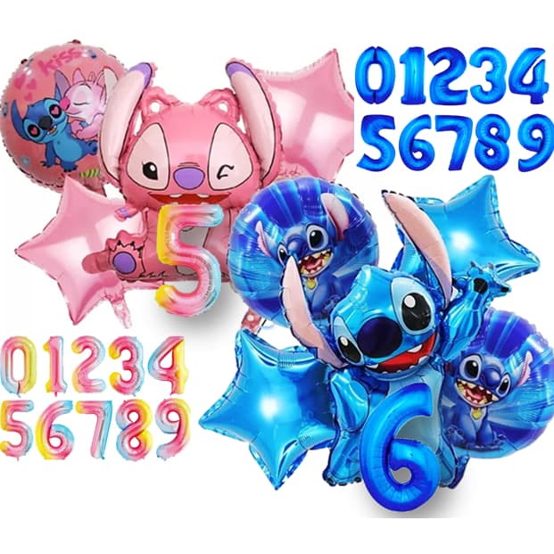 Kit Balão Stitch e Angel  Metalizados – Festa Infantil, Decoração e Aniversário 🎈