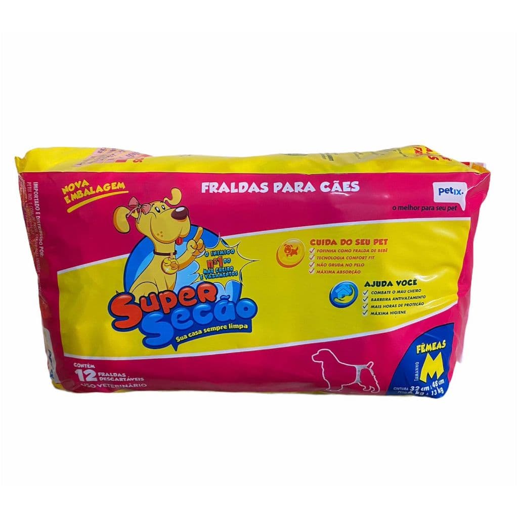Fralda Super Secão Descartável Para Fêmea M 12 Un