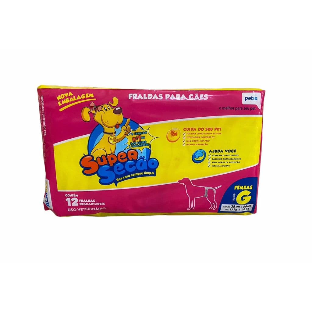 Fralda Super Secão Descartável Para Fêmea G 12 Un
