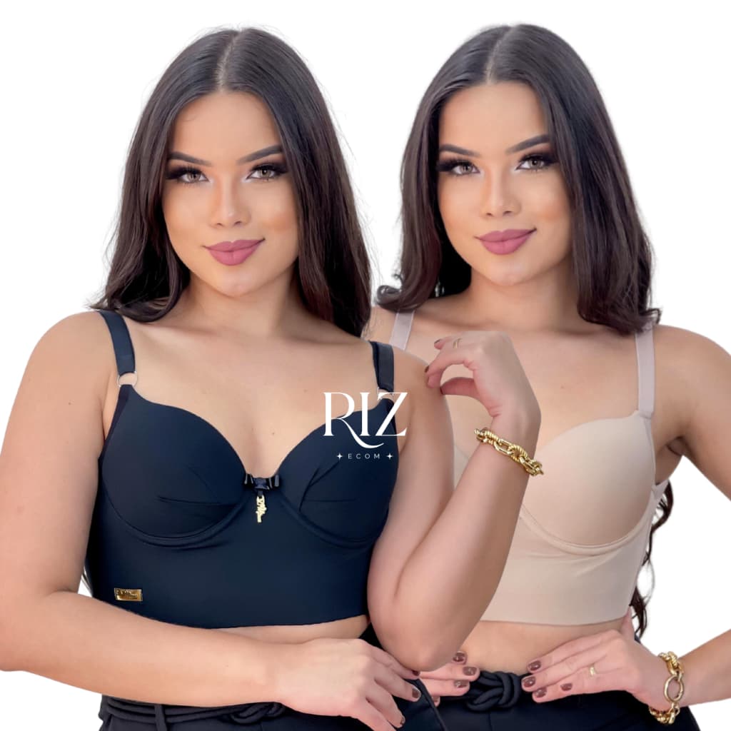 Kit 2 Sutiãs Reforçados com Bojo Liso Alça Larga Feminino Conforto e Sustentação RIZ LINGERIE