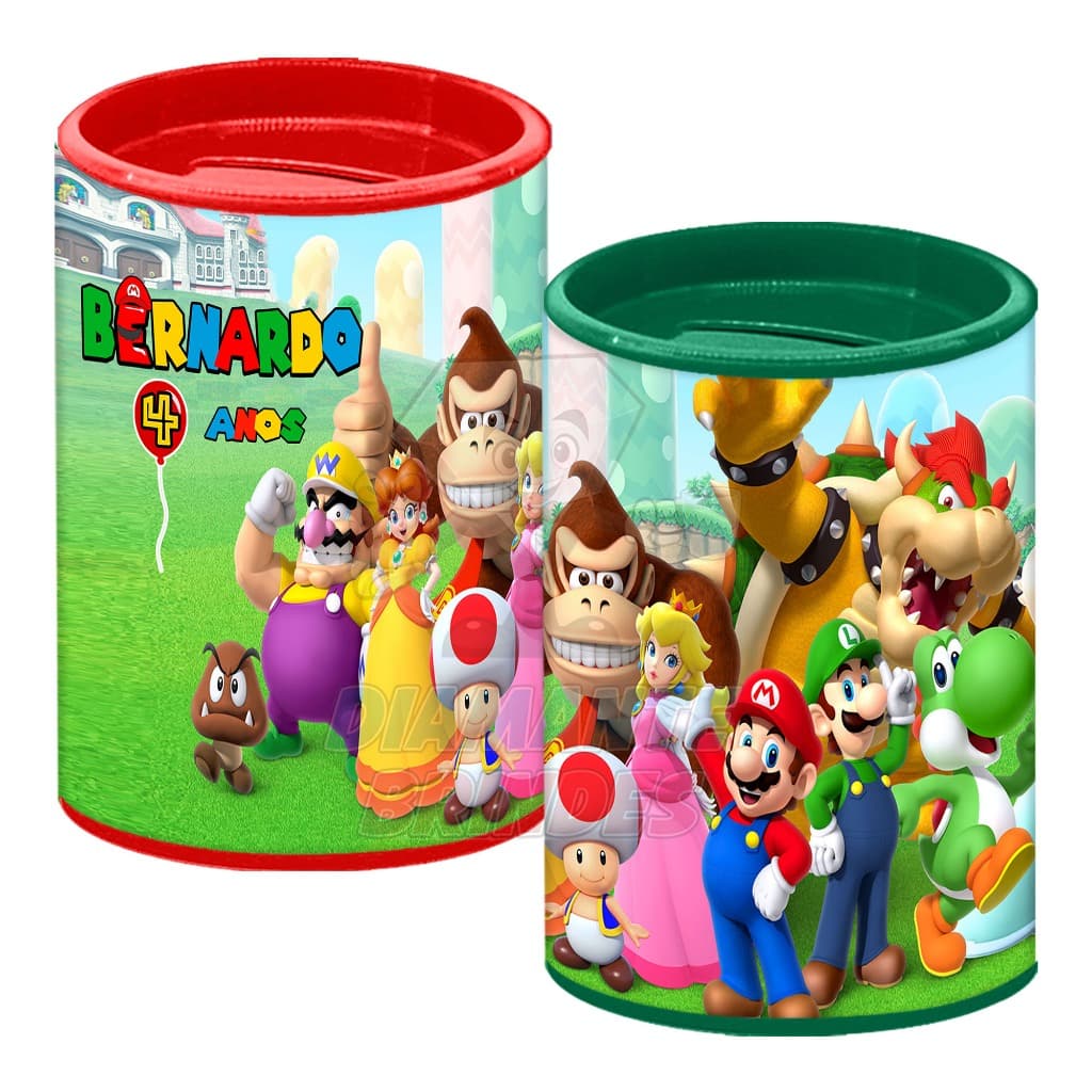 Cofrinhos Personalizados Super Mario Lembrancinha Super Mario Cofre Festa Mário Bros Luigi Princesa