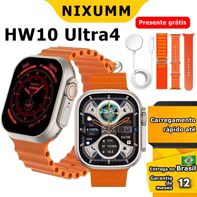 Relógio Inteligente Smartwatch HW10 Ultra 4 3 Tela Amoled apoiar NFC IP67 à prova d'água