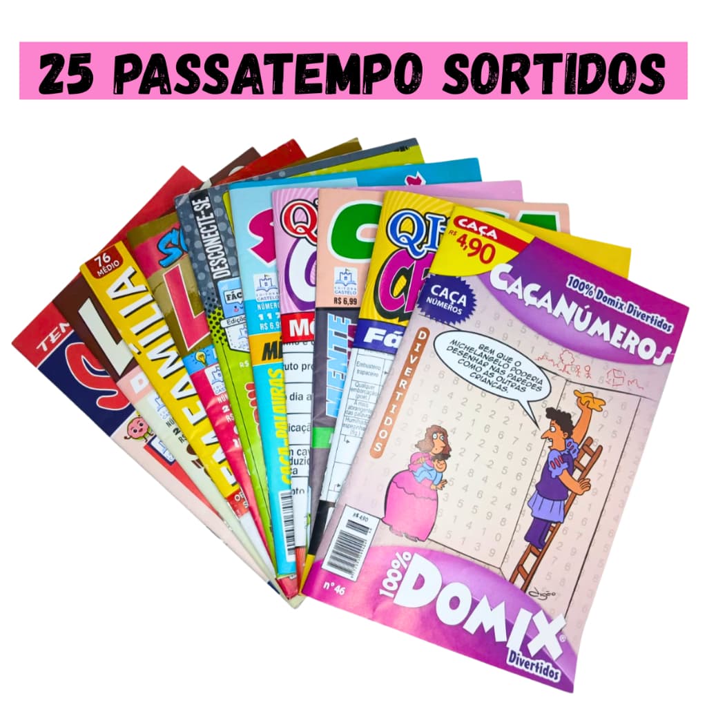 Kit 25 Caça Palavra Passatempo Sudoku Numerix Cripto Capas Variadas Educativo Revista Atacado