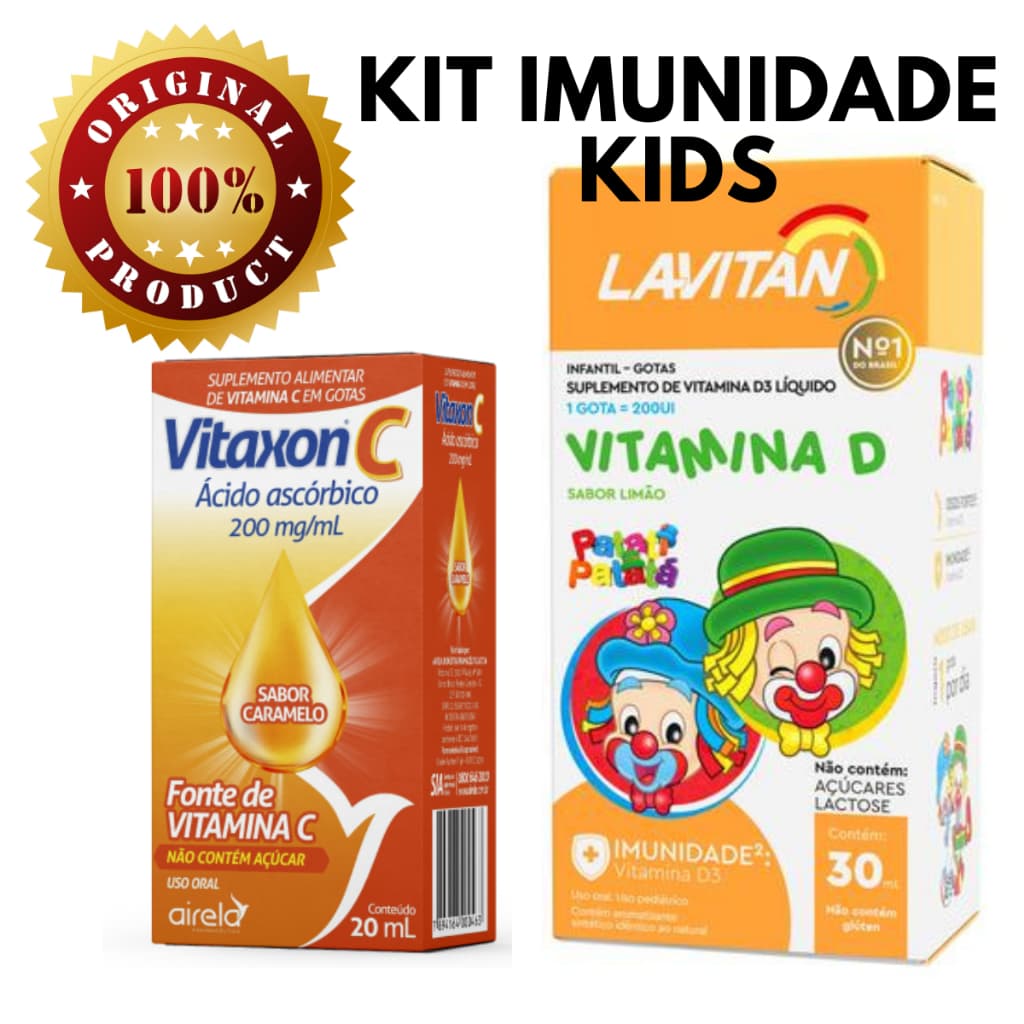 KIT IMUNIDADE INFANTIL - Vitamina C Gotas + Vitamina D 200ui
