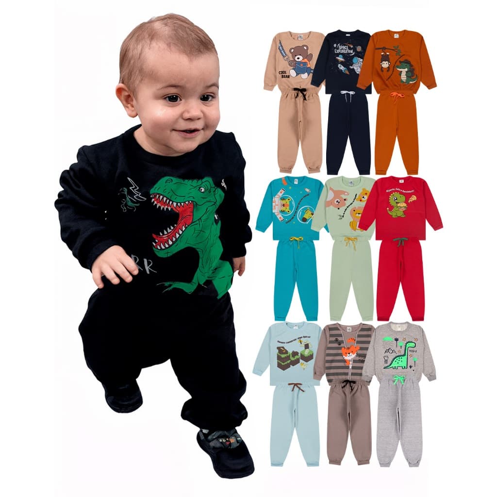 Kit Sortido 2, 6 ou 12 Peças Moletom Roupa De Bebê Menino Infantil Inverno Ou 2 Peças Moletom Roupa Conjunto Frio