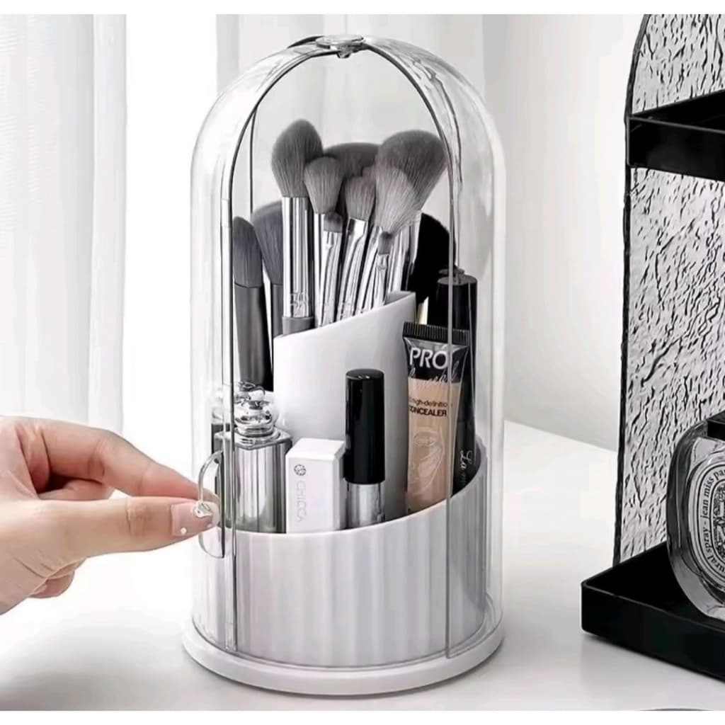 Suporte Giratório 360° de Maquiagem, com Tampa a Prova de Poeira, Organizador de Pinceis, Suporte de Mesa, Jiulong