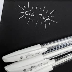 Kit 1 a 10 Caneta Branca CIS Gelyx ou Trigel  - Escreve no Papel Preto - Scrapbook e Livro de Colorir