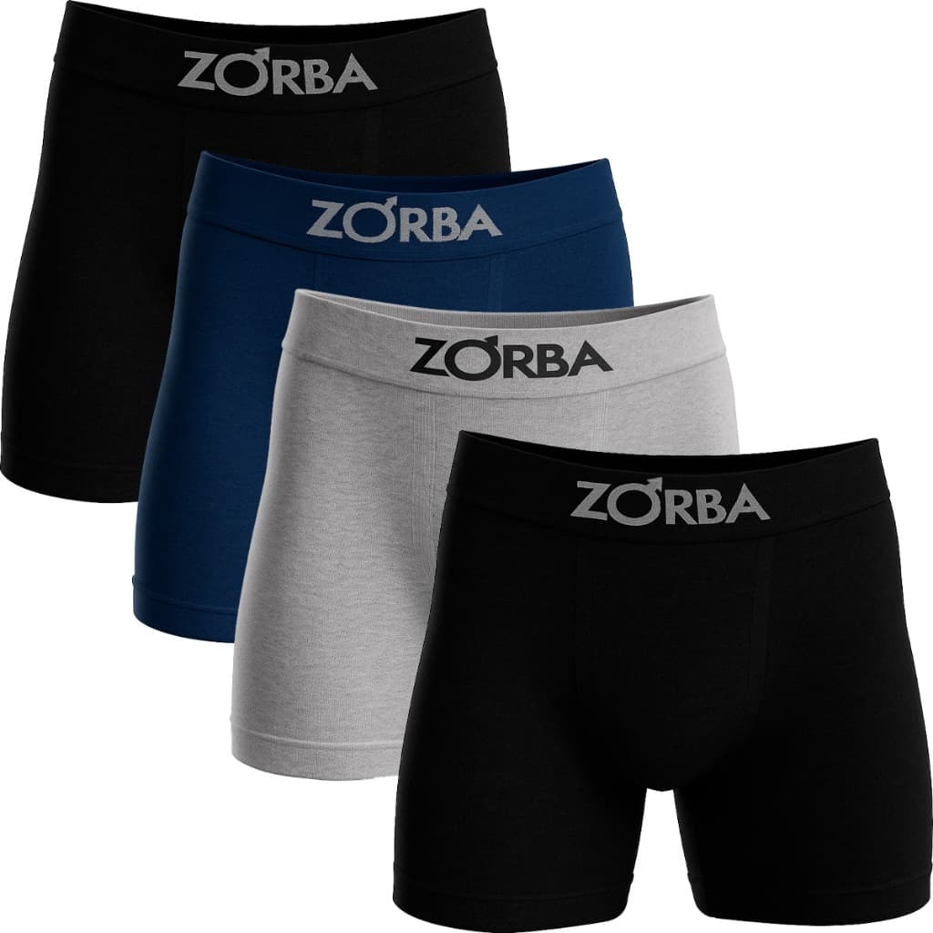 Kit 4 Cuecas Zorba Boxer Algodão Sem Costura Cueca Box Masculina Elástico Confortável Seamless 781 Pacote Original
