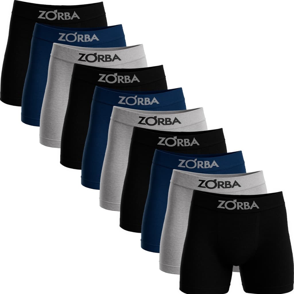 Kit 10 Cuecas Zorba Boxer Algodão Box Elástico Sem Costura Cueca Masculina Confortável Seamless 781
