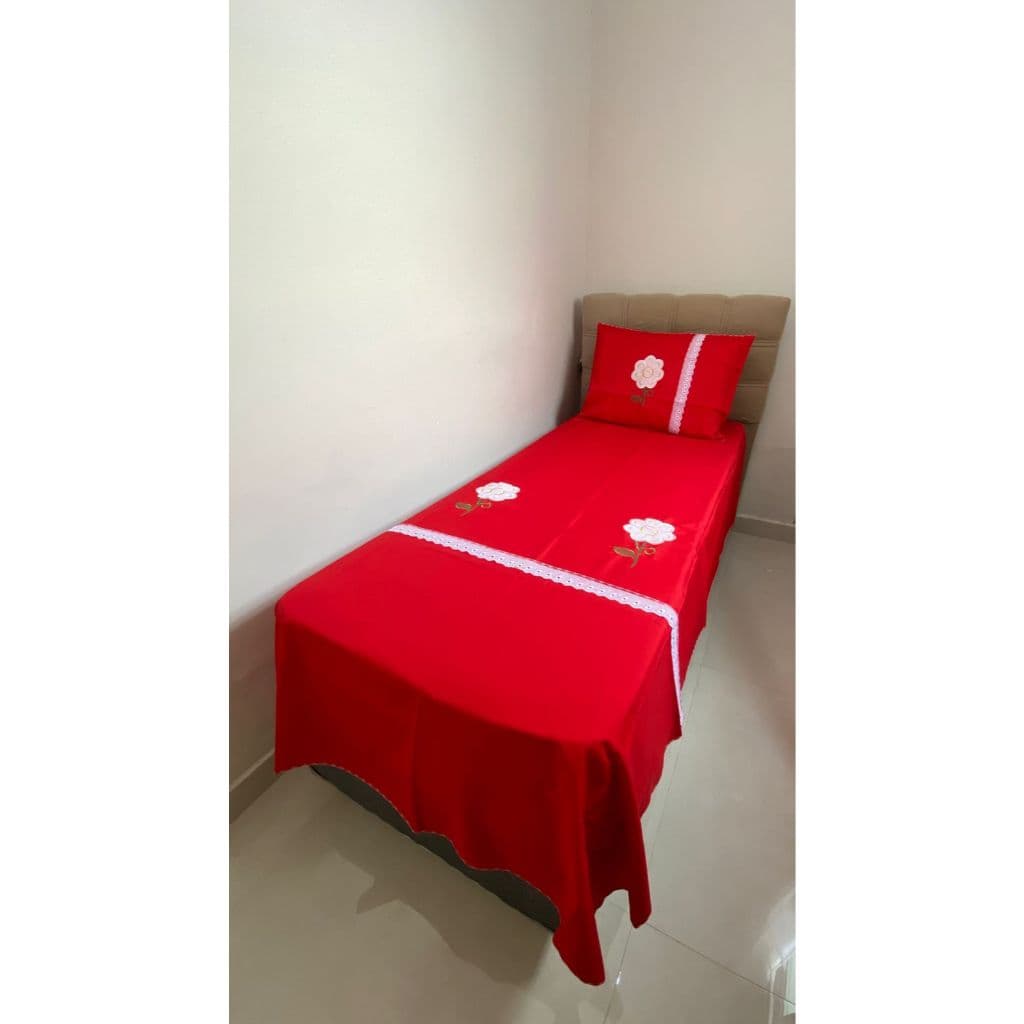 Colcha Bordada Sem Babado Solteiro Kit 2 Peças *Promoção