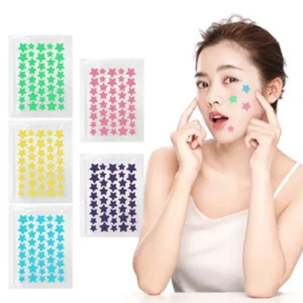 Adesivo Anti-acne para o Rosto Hidrocoloide para Cobrir Espinhas e Imperfeições Formato Estrela Colorida Adesivos @acnes