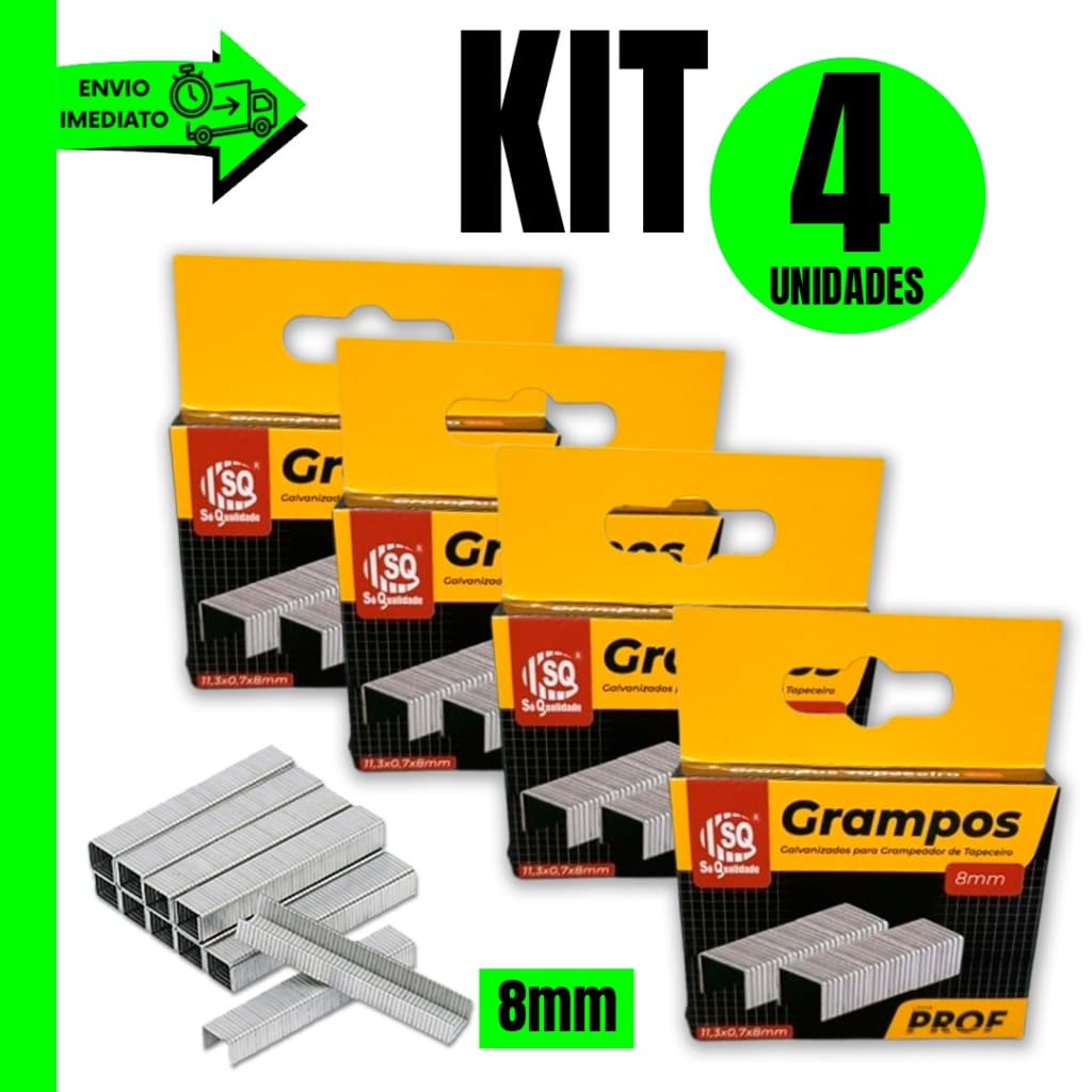 Kit 4/3/2/1 Caixas de Grampos com 1000 Unidades Cada Caixa para Grampeador Tapeceiro Ideal para Sua Obra