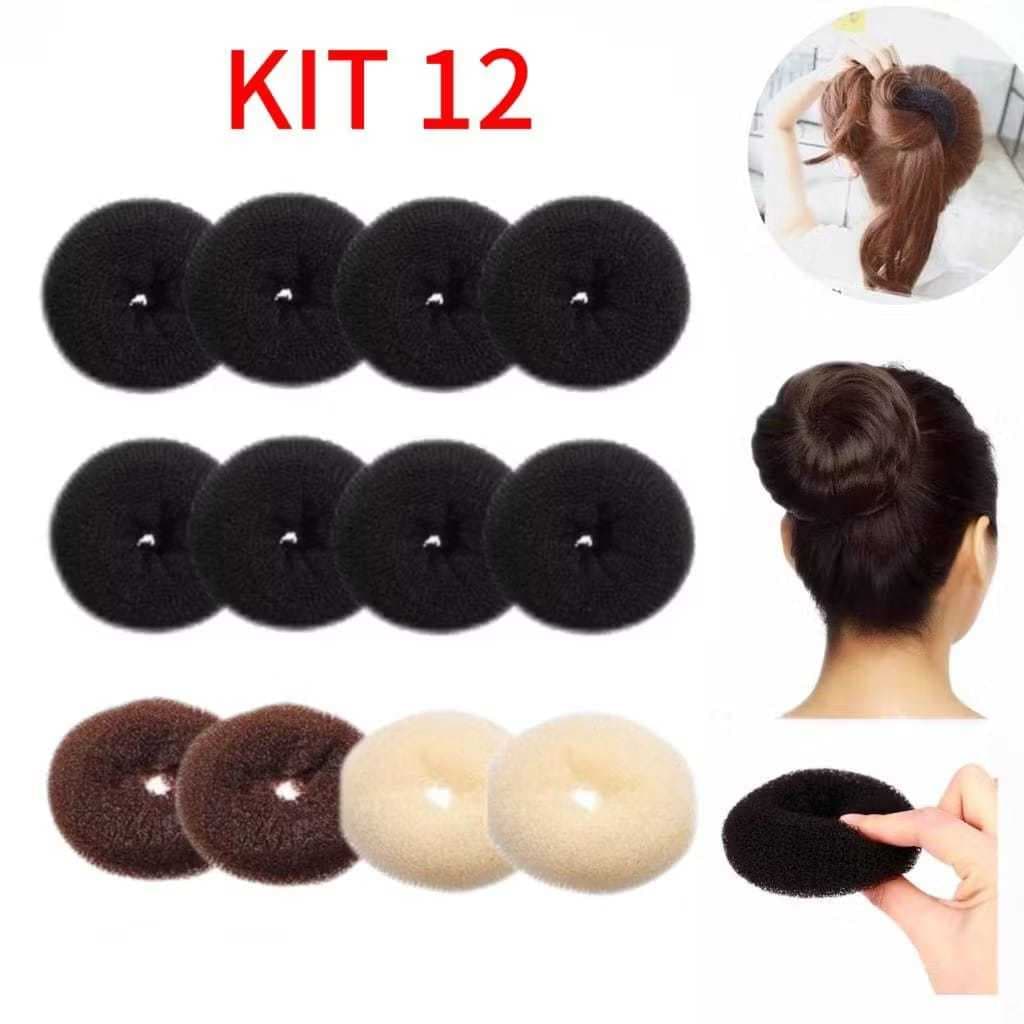 Kit 12/24 Acessórios Para Cabelo Mulheres Rosquinha Mágica Modeladora Para Fazer Coque