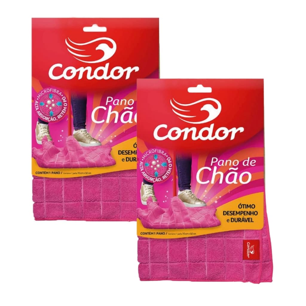 Kit 2 Panos de Chão 70x50 Grande para Limpeza Geral Pisos Janelas em Microfibra Condor 1676