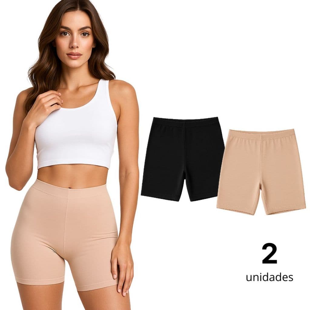 KIT 2 Short Anágua Sob Vestido Segunda Pele Bermuda Anagua Segunda Pele Cintura Alta