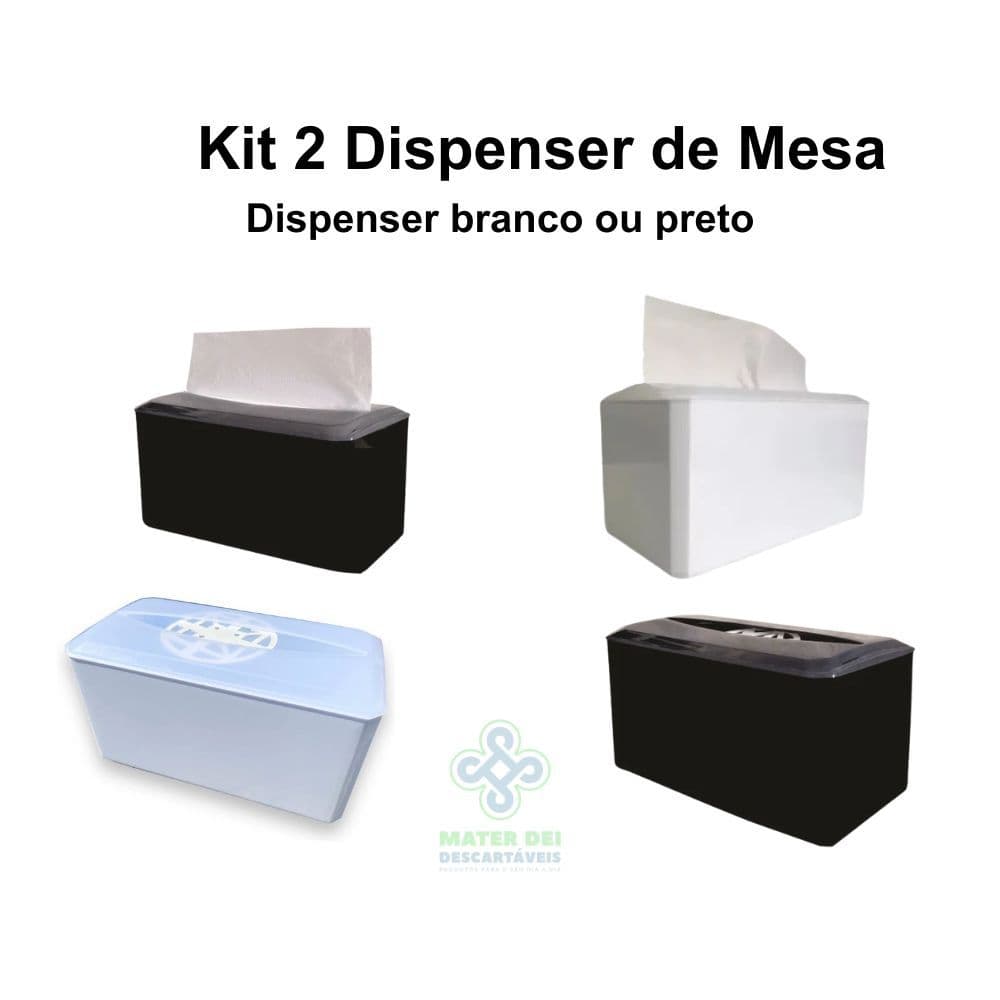 Kit 2 Dispenser Interfolha Porta Papel Toalha Papeleira De Mesa 250 Folhas Branco ou Preto