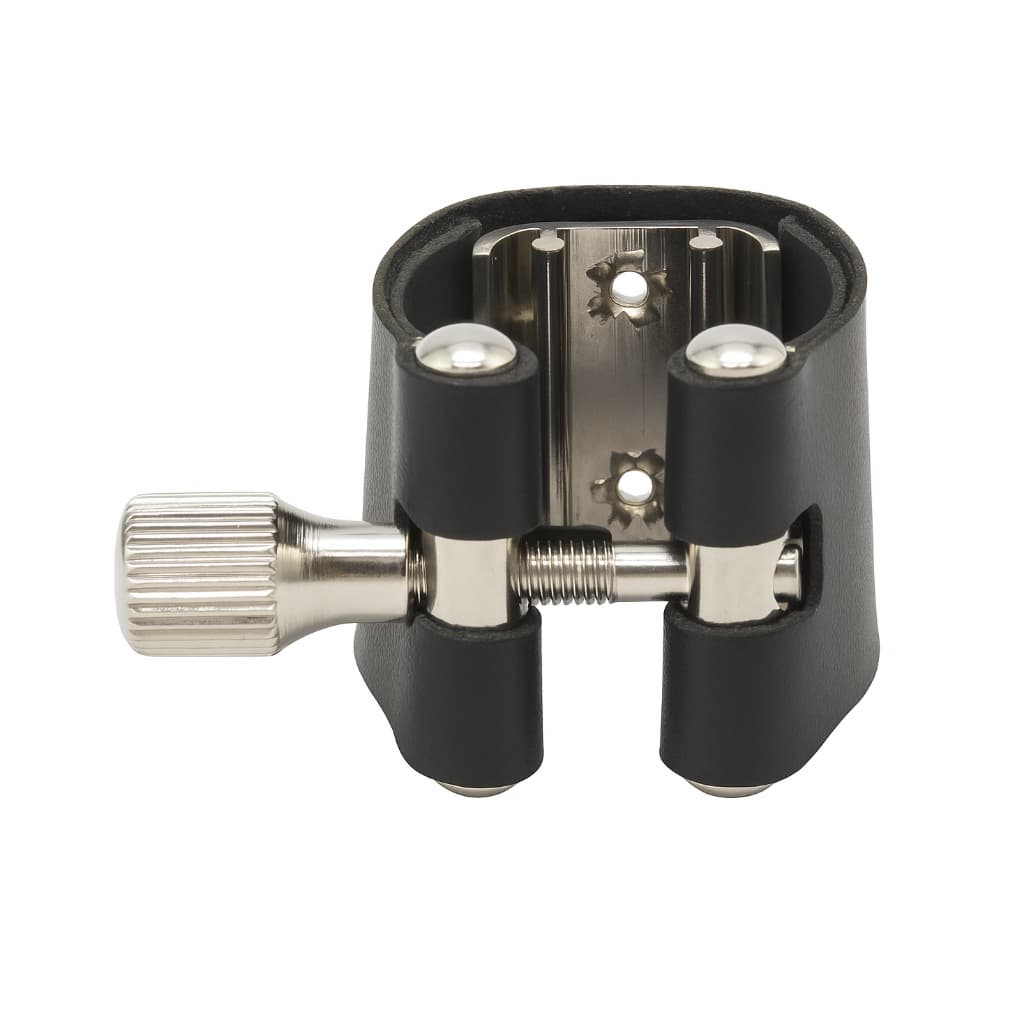 Abraçadeira de Couro Ressonador de Metal Prata Clarinete