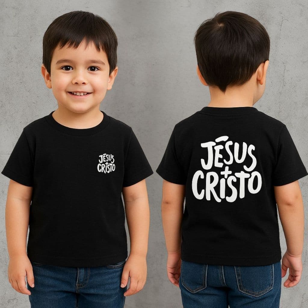 Camiseta Infantil Menino Algodão Jesus Cristo Gola Careca E Manga Curta Streetwear Estampa Frente
