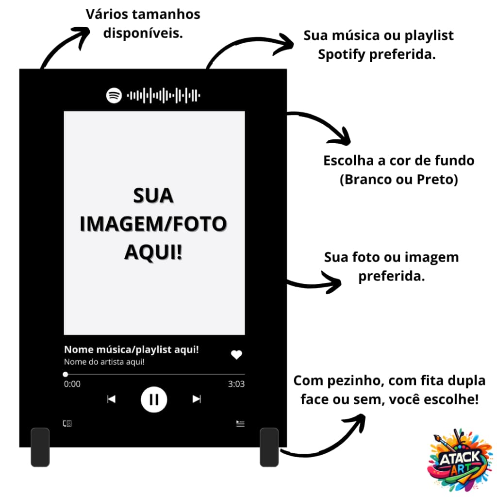 Placa Spotify Personalizada com sua Foto e Música favorita | Presente namorados, amigos, família.