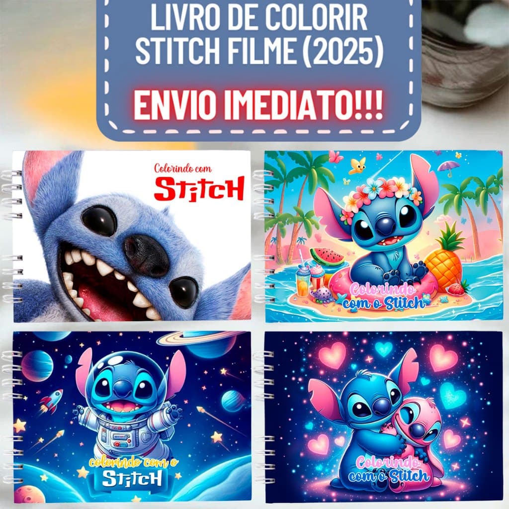 Livro de Colorir Grande Stitch Capa Dura de Desenho Pintura Goods 50 paginas Papel Grosso