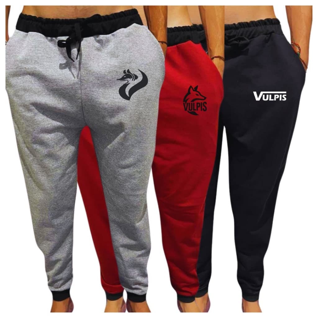 Kit 3 Calças Moletom Jogger Unissex Flanelada Confortavel Academia Envio Rapido