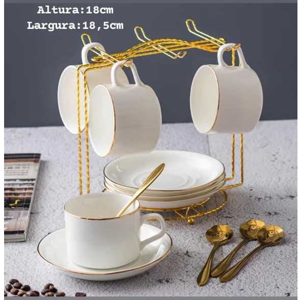 Suporte Porta xicara de café e Copo 6 Ganchos SPO