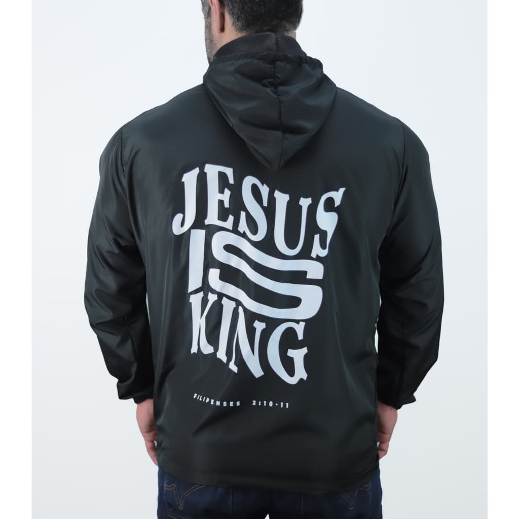 Jaqueta Corta Vento  Masculino Jesus is King Gospel Evangélico Impermeável Streetwear