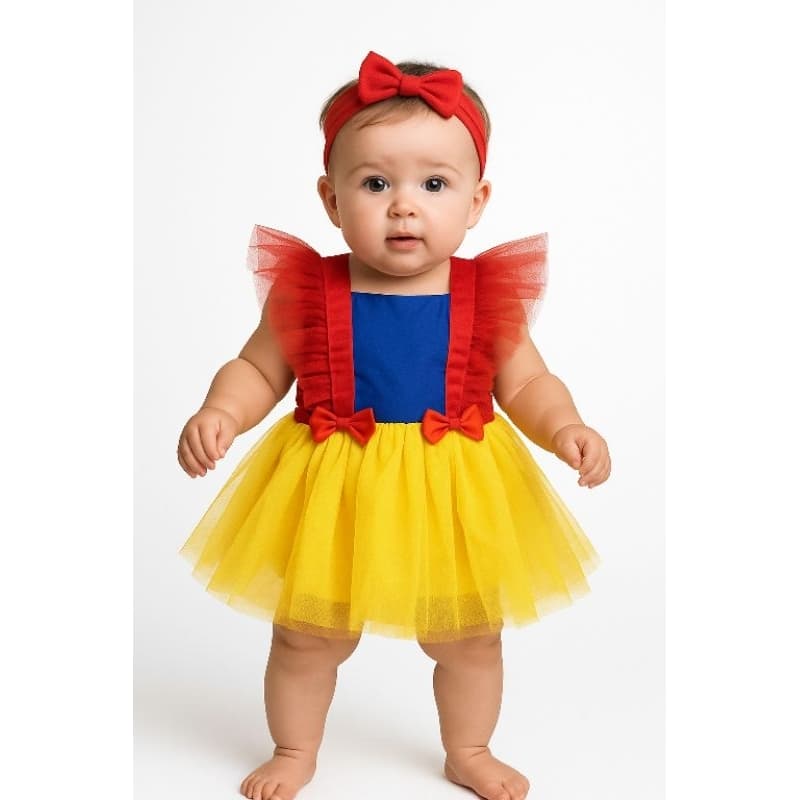 Fantasia branca de neve para bebê menina mêsversario