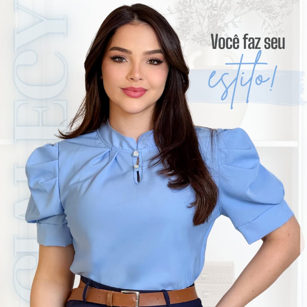 Blusa Manga Curta Lisa Moda Feminina Evangélica Básica Elegante Social Executiva Cheque Soltinha