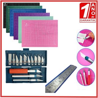 Kit Base de Corte 22x30cm, 30x45cm, 60x45cm ou 90x60cm + Estilete Precisão Cortador Manual + Régua Inox