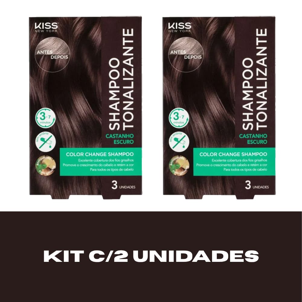 Kit 2 Shampoo Tonalizante Castanho Escuro Kiss New York c/3 unidades