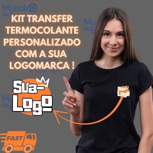 Transfer Termocolocante Sua Logo Personalizada 10cm Kit 10, 20, 30 Unidades Para Roupas e Acessórios