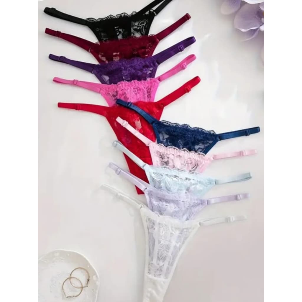Kit 10 calcinha de renda fio dental tanga sexy de regulagem lingerie feminina